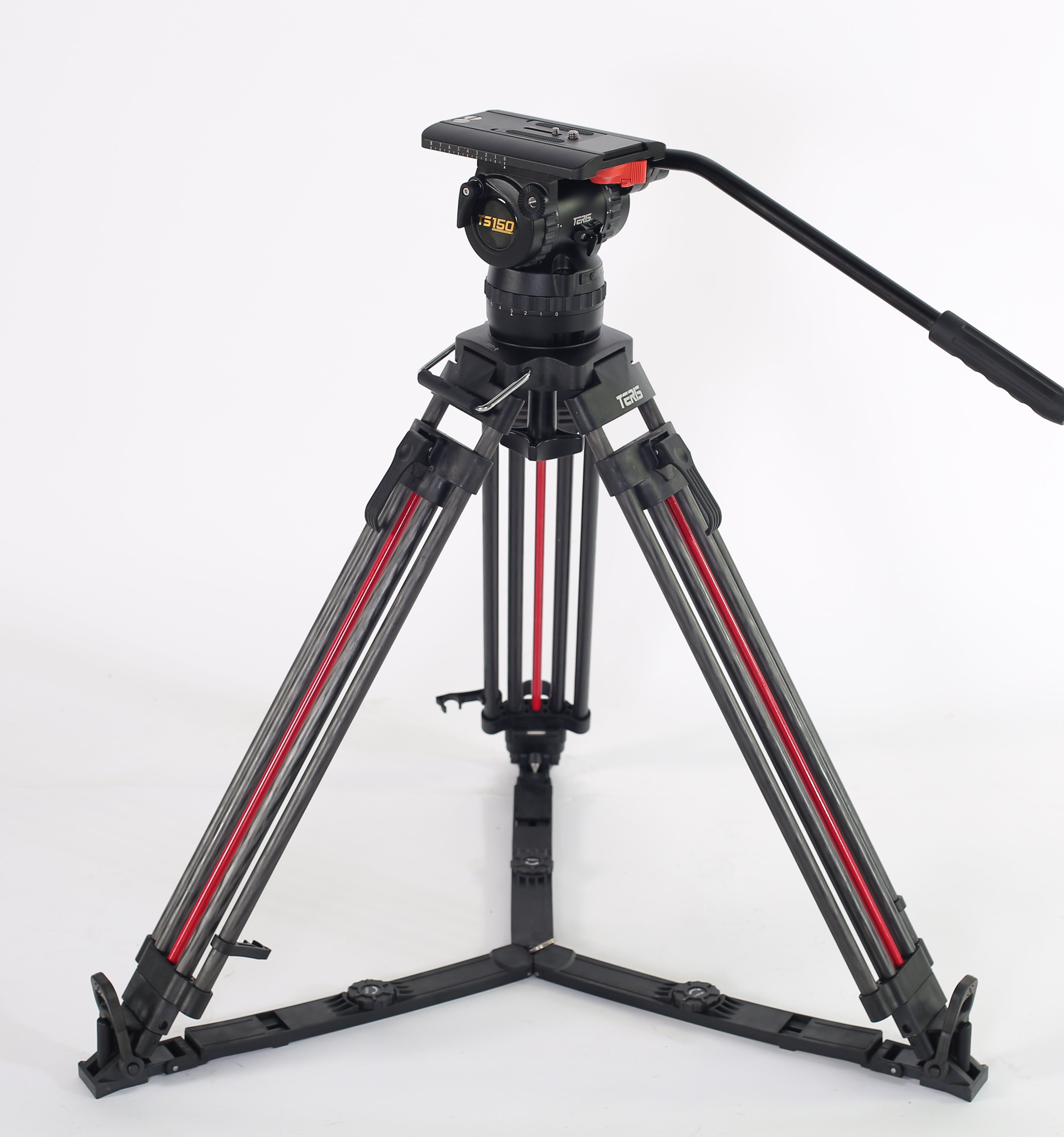 Teris TS150CF-Q Carbon Fiber Tripod Kit 20kg (44lb) Capacity 100mm Bowl Head with Flap Lock Quick Release - Filmgear Canada