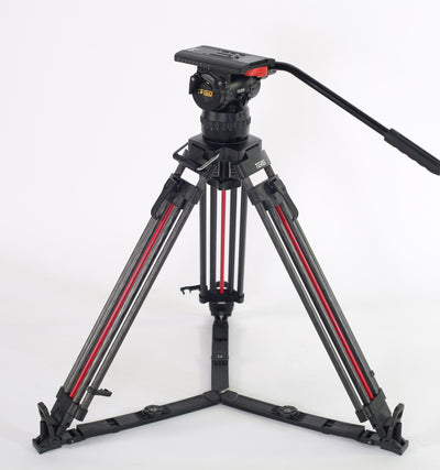 Teris TS150CF-Q Carbon Fiber Tripod Kit 20kg (44lb) Capacity 100mm Bowl Head with Flap Lock Quick Release - Filmgear Canada