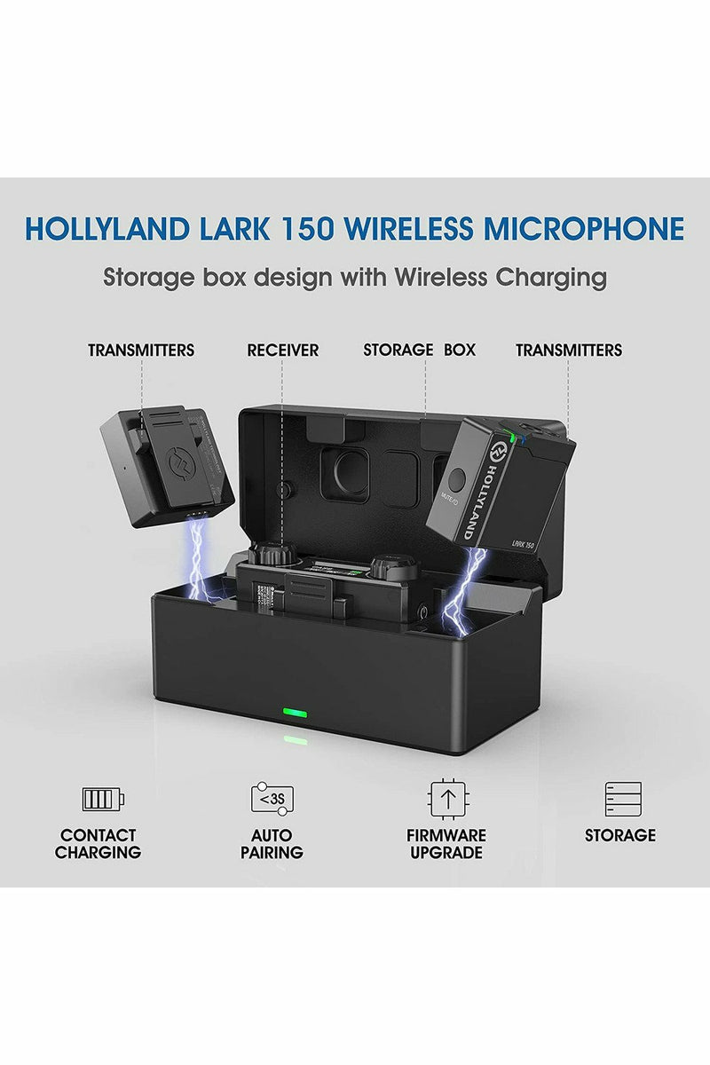 Hollyland LARK 150 2-Person Compact Digital Wireless Microphone System (2.4  GHz, Black)