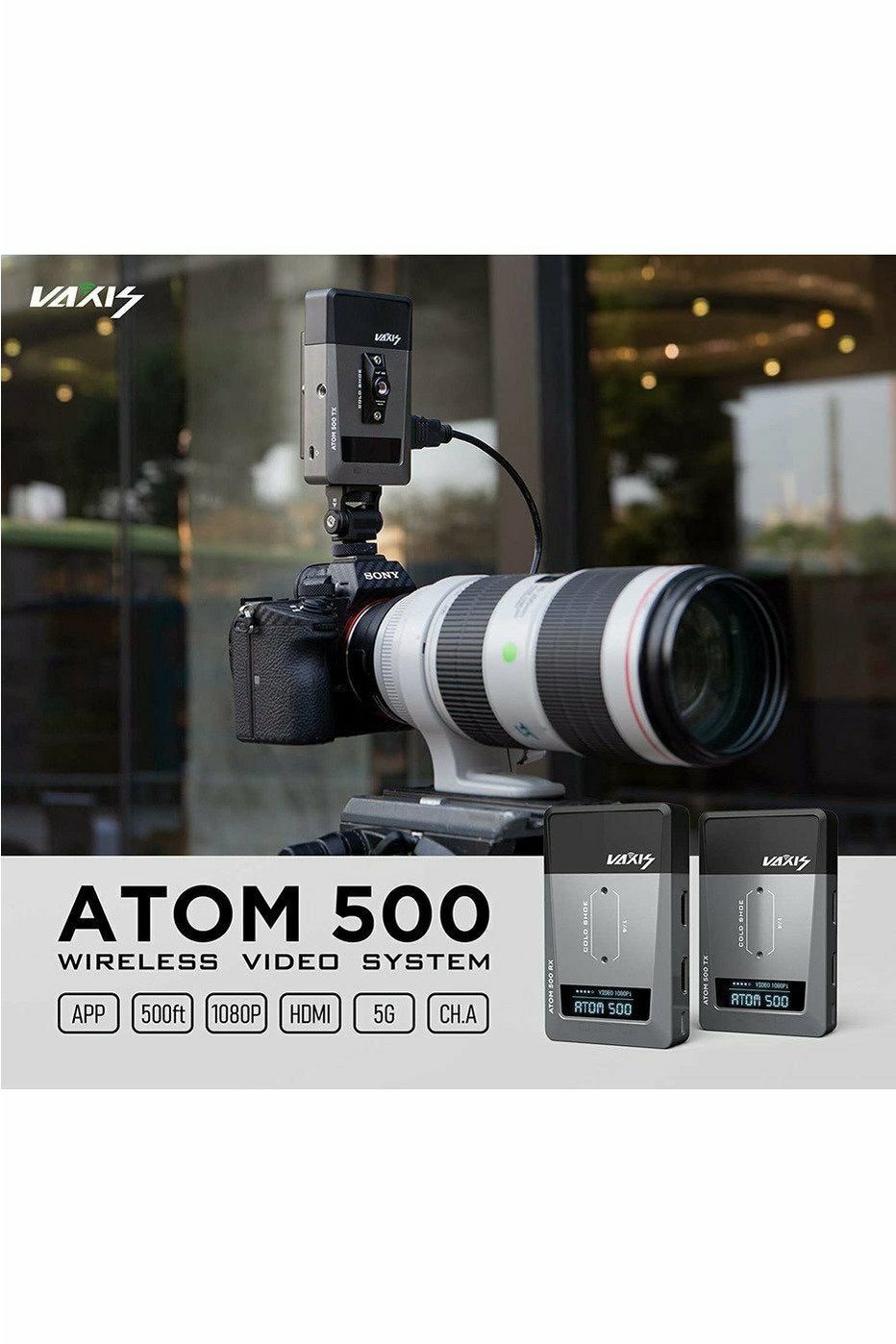 Vaxis Atom 500 HDMI Wireless 1080P HD Video Transmitter and Receiver Kit (Dual HDMI) - Filmgear Canada