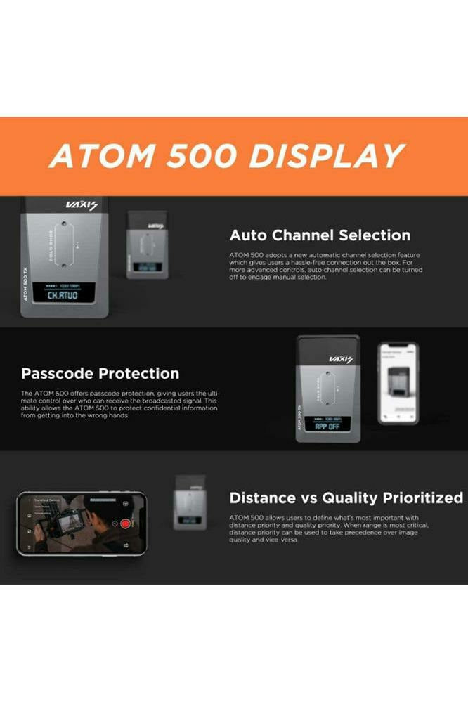 Vaxis Atom 500 HDMI Wireless 1080P HD Video Transmitter and Receiver Kit (Dual HDMI) - Filmgear Canada