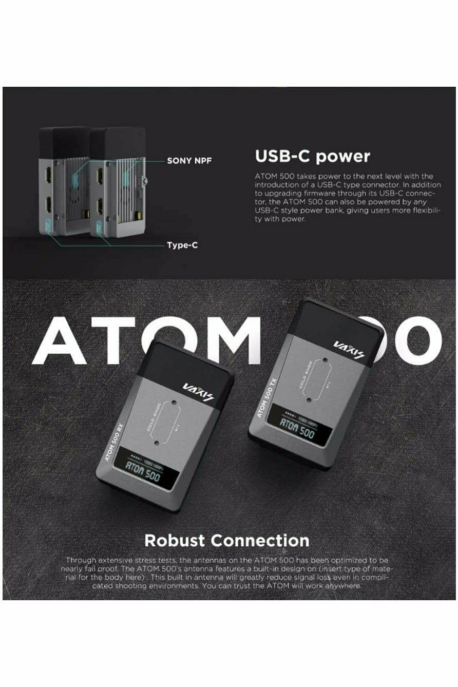 Vaxis Atom 500 HDMI Wireless 1080P HD Video Transmitter and Receiver Kit (Dual HDMI) - Filmgear Canada